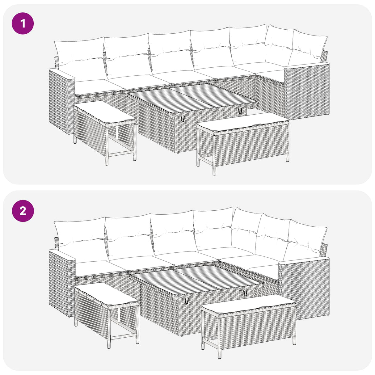 vidaXL Tuinbank Set 9 pcs Zwart poly rattan