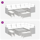 vidaXL Tuinbank Set 9 pcs Zwart poly rattan