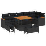 vidaXL Tuinbank Set 9 pcs Zwart poly rattan