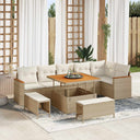 vidaXL Tuinbank Set 9 pcs Zwart poly rattan