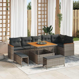 vidaXL Tuinbank Set 9 pcs Zwart poly rattan