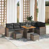 vidaXL Tuinbank Set 9 pcs Zwart poly rattan