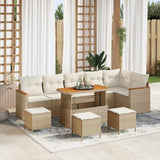 vidaXL Tuinbank Set 9 pcs Zwart poly rattan