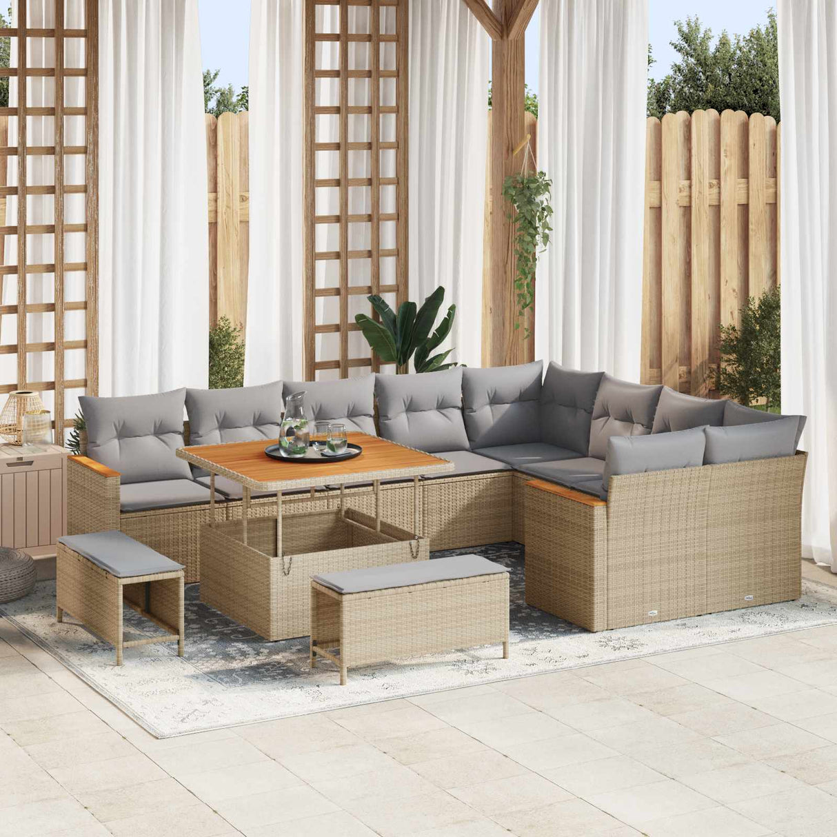 vidaXL Garden Sofa Set 12 pcs Black poly rattan