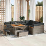 vidaXL Garden Sofa Set 12 pcs Black poly rattan