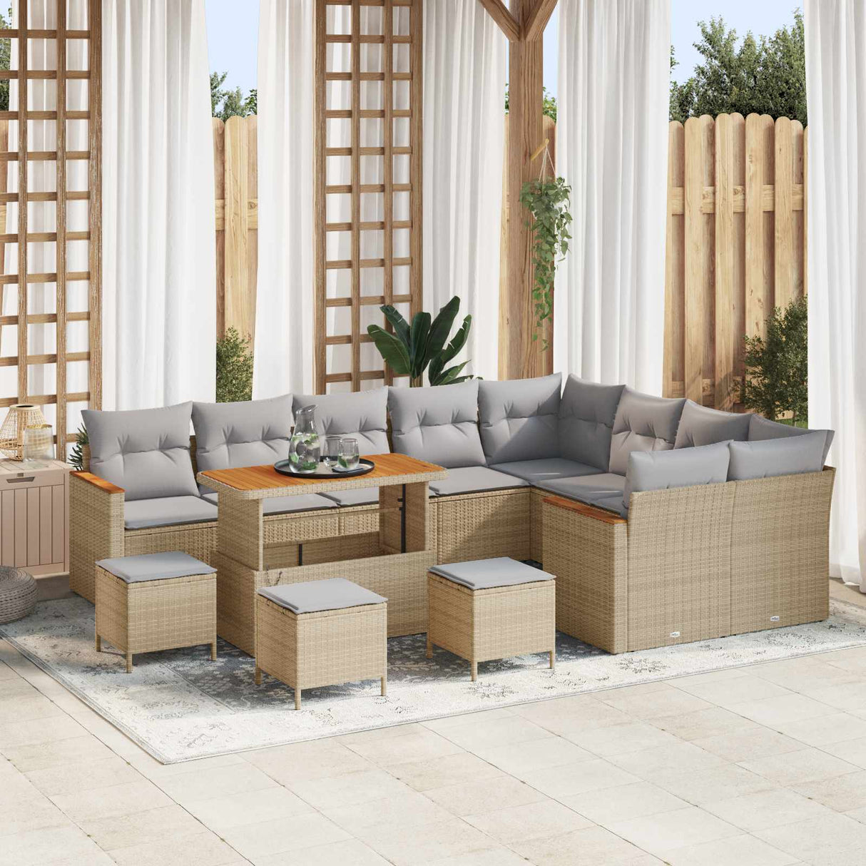 vidaXL Garden Sofa Set 12 pcs Black poly rattan
