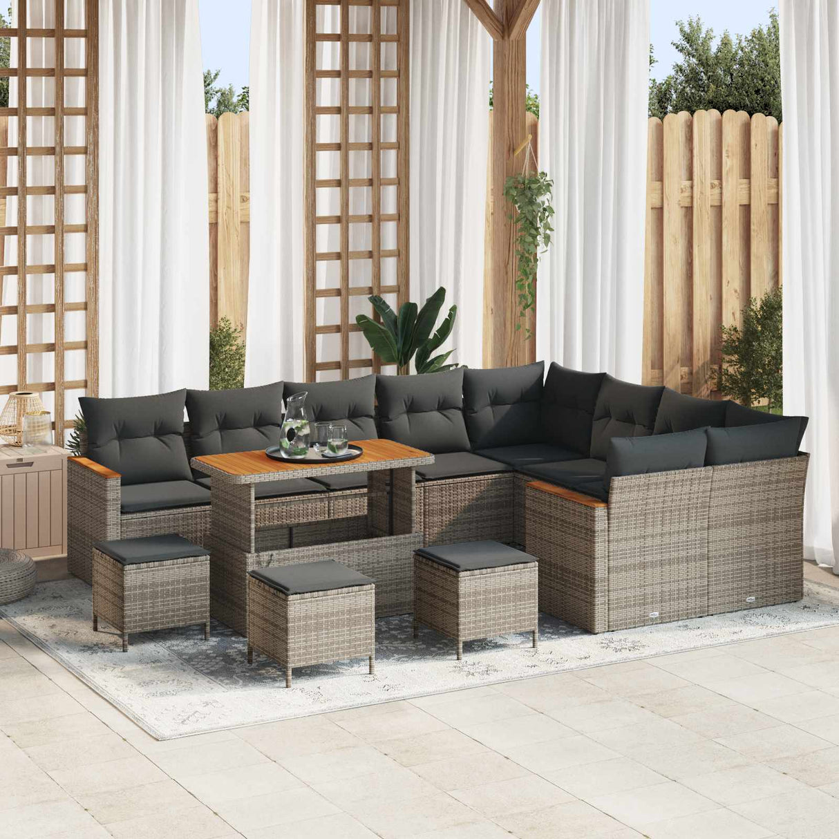vidaXL Garden Sofa Set 12 pcs Black poly rattan