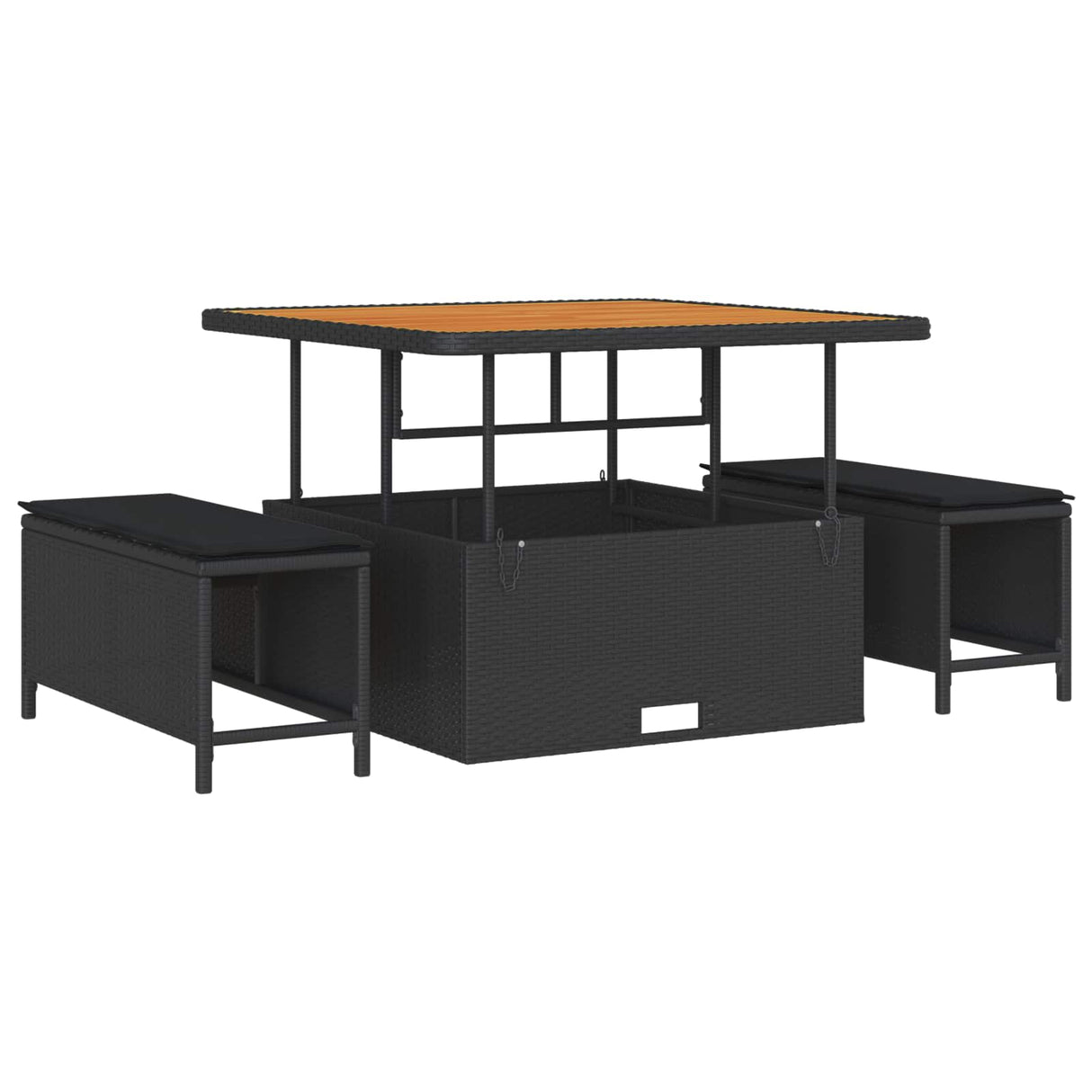vidaXL Tuinbank Set 13 pcs Zwart poly rattan