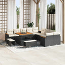 vidaXL Tuinbank Set 13 pcs Zwart poly rattan