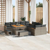 vidaXL Tuinbank Set 13 pcs Zwart poly rattan