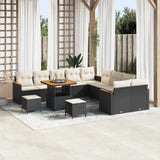 vidaXL Tuinbank Set 13 pcs Zwart poly rattan