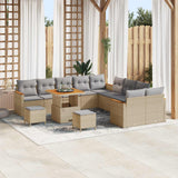 vidaXL Tuinbank Set 13 pcs Zwart poly rattan