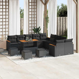 vidaXL Tuinbank Set 13 pcs Zwart poly rattan