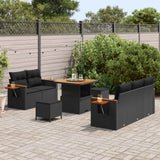 vidaXL Tuinbank Set 8 pcs Zwart poly rattan