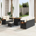 vidaXL Tuinbank Set 8 pcs Zwart poly rattan