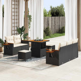 vidaXL Tuinbank Set 8 pcs Zwart poly rattan