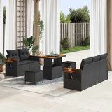 vidaXL Tuinbank Set 8 pcs Zwart poly rattan