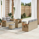 vidaXL Tuinbank Set 8 pcs Zwart poly rattan