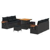vidaXL Tuinbank Set 9 pcs Zwart poly rattan