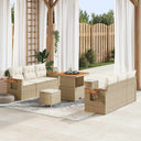 vidaXL Tuinbank Set 9 pcs Zwart poly rattan