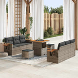 vidaXL Tuinbank Set 9 pcs Zwart poly rattan