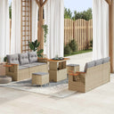 vidaXL Tuinbank Set 9 pcs Zwart poly rattan