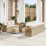 vidaXL Tuinbank Set 10 pcs Zwart poly rattan