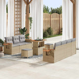 vidaXL Tuinbank Set 10 pcs Zwart poly rattan