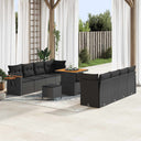 vidaXL Garden Dining Set 11 Pieces Black Poly Rattan