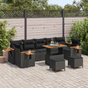 vidaXL Tuinbank Set 10 pcs Zwart poly rattan