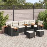 vidaXL Tuinbank Set 10 pcs Zwart poly rattan