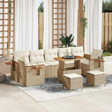 vidaXL Tuinbank Set 10 pcs Zwart poly rattan