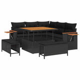 vidaXL Tuinbank Set 8 pcs Zwart poly rattan