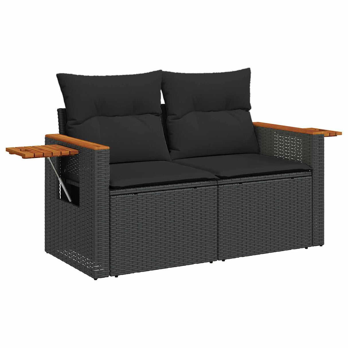 vidaXL Tuinbank Set 8 pcs Zwart poly rattan