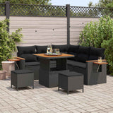 vidaXL Tuinbank Set 8 pcs Zwart poly rattan