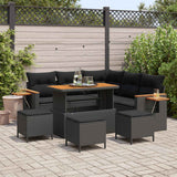 vidaXL Tuinbank Set 8 pcs Zwart poly rattan