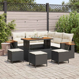 vidaXL Tuinbank Set 8 pcs Zwart poly rattan