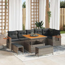vidaXL Garden Sofa Set 9 pcs Black poly rattan