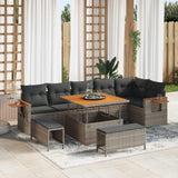 vidaXL Garden Sofa Set 9 pcs Black poly rattan