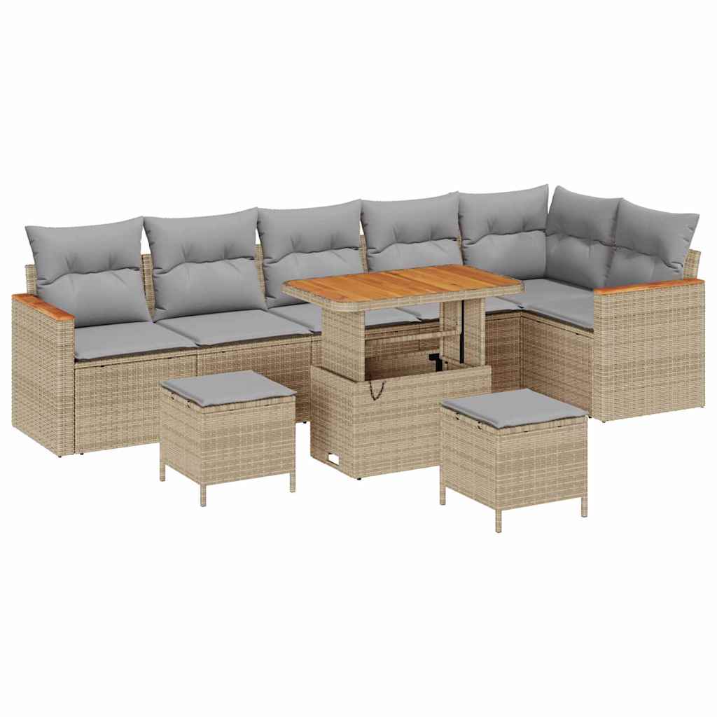 vidaXL Garden Sofa Set 9 pcs Black poly rattan