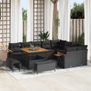 vidaXL Tuinbank Set 12 pcs Zwart poly rattan