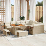vidaXL Tuinbank Set 12 pcs Zwart poly rattan