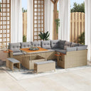 vidaXL Tuinbank Set 12 pcs Zwart poly rattan