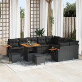 vidaXL Tuinbank Set 12 pcs Zwart poly rattan