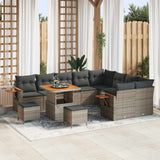 vidaXL Tuinbank Set 12 pcs Zwart poly rattan