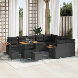 vidaXL Tuinbank Set 12 pcs Zwart poly rattan
