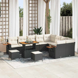 vidaXL Tuinbank Set 12 pcs Zwart poly rattan