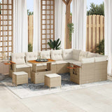 vidaXL Tuinbank Set 12 pcs Zwart poly rattan