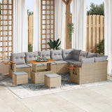 vidaXL Tuinbank Set 12 pcs Zwart poly rattan