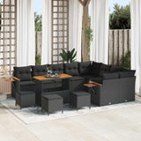 vidaXL Tuinbank Set 12 pcs Zwart poly rattan